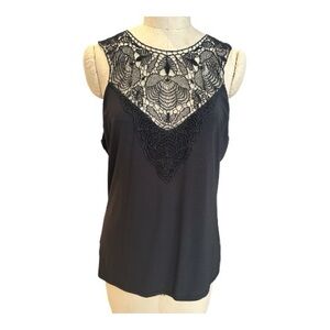 White House Black Market Elegant Black Lace Women's Top size L